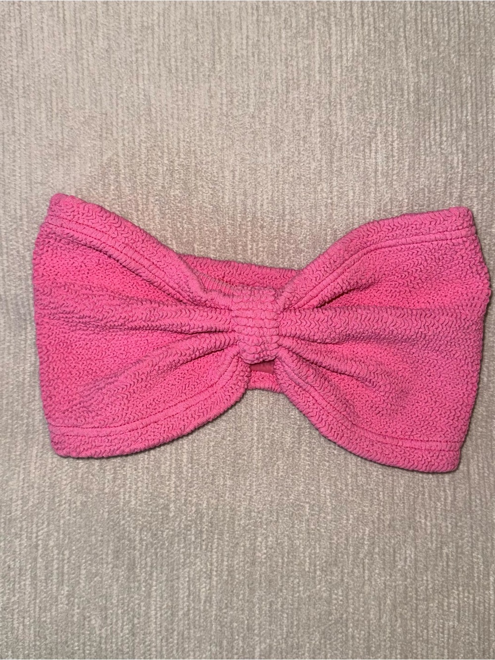 New Hunza G Bikini *Top Only* Pink Jean Bandeau Strapless Crinkle One Size